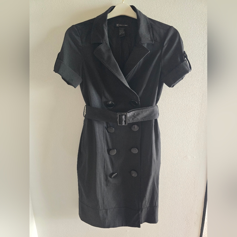 INC International Concepts Black Double-Breasted Mini Dress